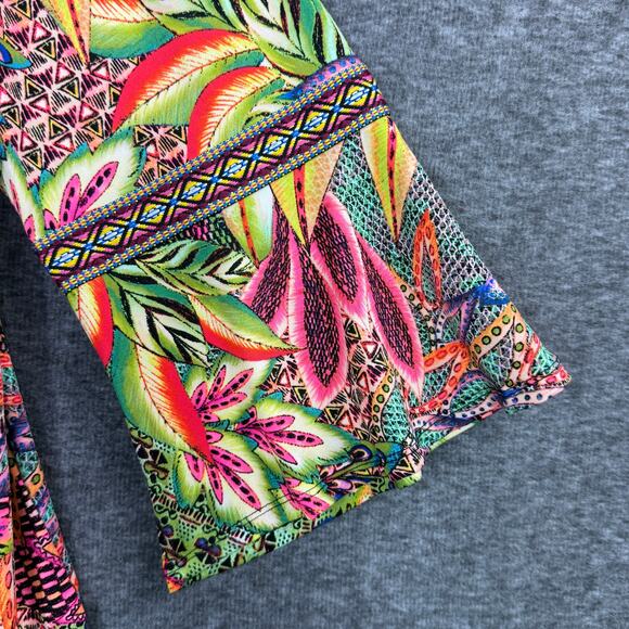 Tacera Womens Top 1X Tropical  Bell Sleeve V Neck Floral Boho Beach Stretch - Picture 5 of 7